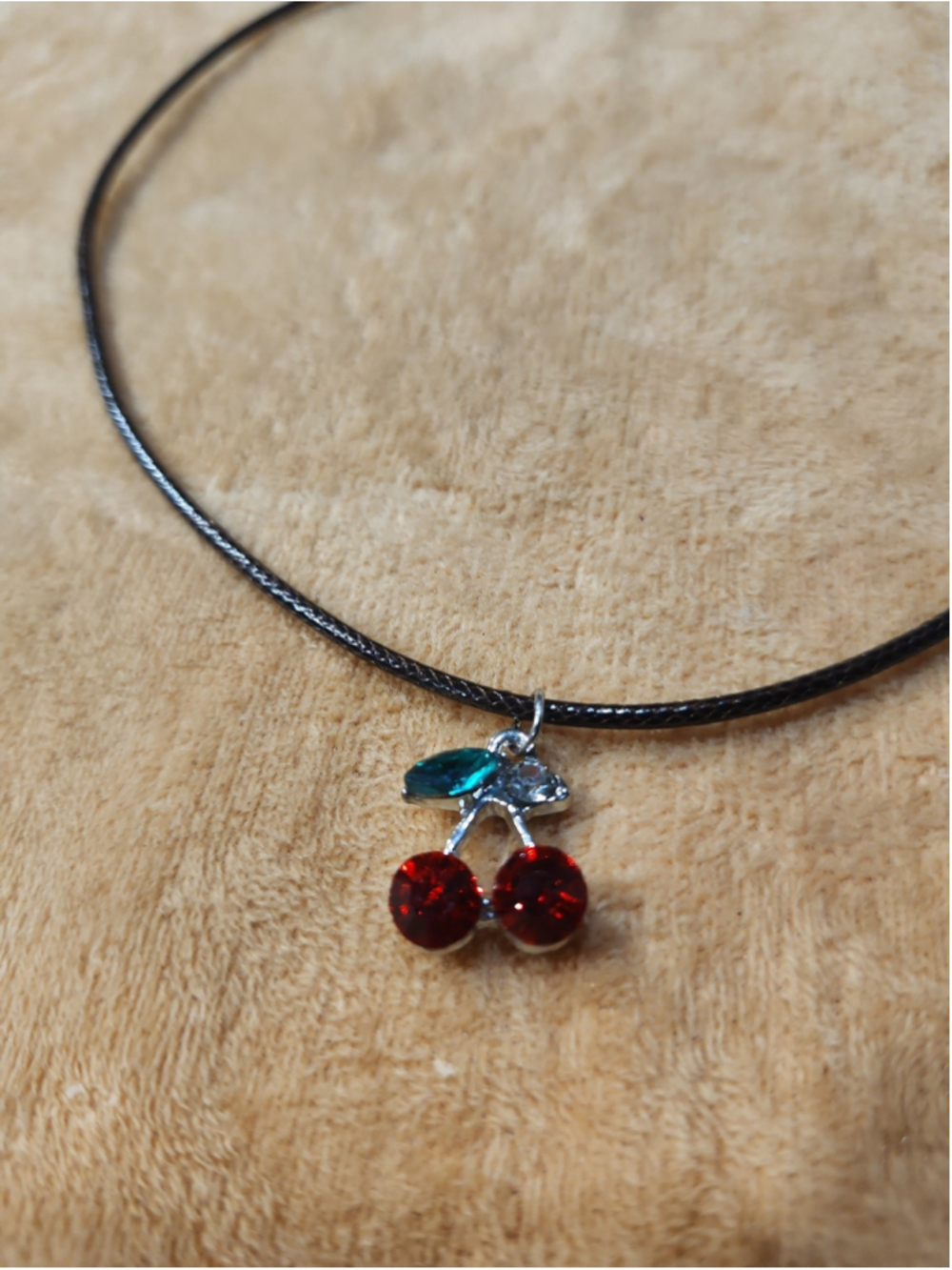 Cherry Rhinestone Necklace - Picture 2 of 3